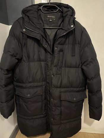 Manteau long matelassé à capuche noir taille M 40