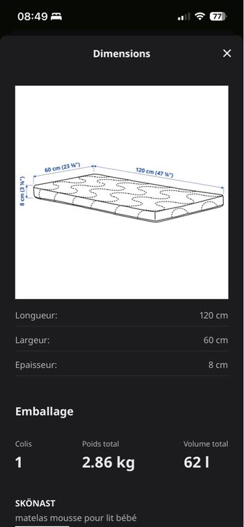 Matelas lit à barreaux IKEA