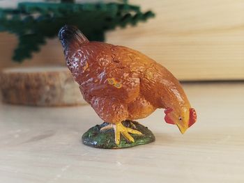 PAPO poule Rousse qui picore Figurine Animal de la ferme