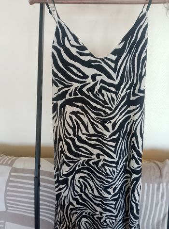 Robe longue fendue imprimé zebre