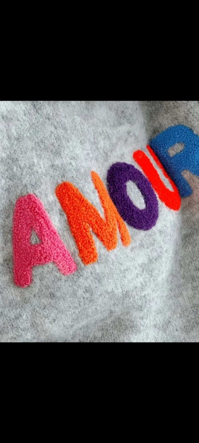 Pull femme gris taille xl "amour" - neuf / boutique indépendante - photo numéro 4