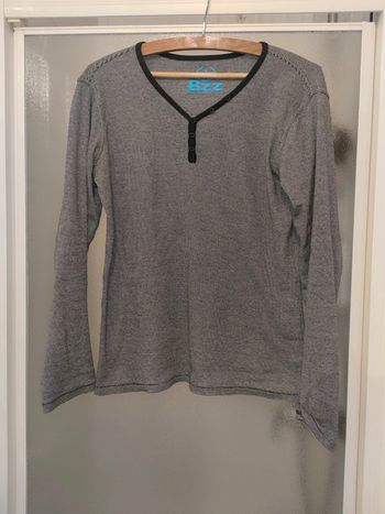 T-shirt manches longues femme bizzbee rayé noir blanc