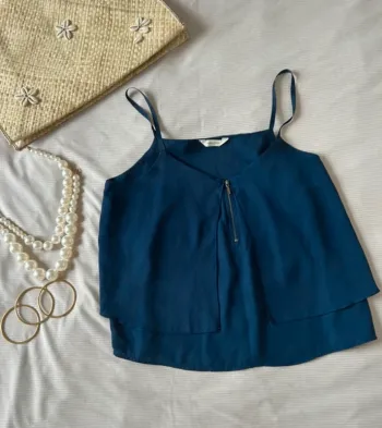 Débardeur petites bretelles bleu marine, Naf-Naf, taille L