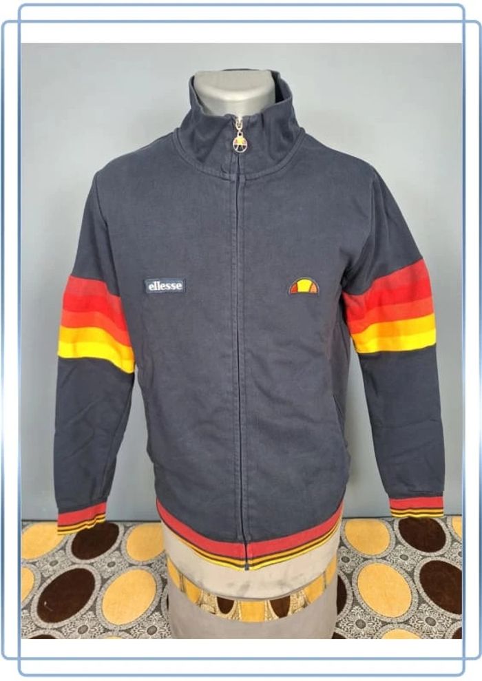 Veste  /Track jacket ellesse vintage bleu foncé / homme - taille M / brodé (104)