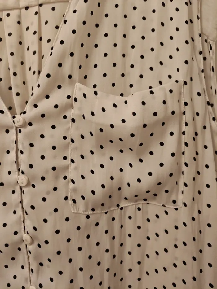 Chemisier sans manche blanc à pois noirs Zara trafaluc T.38 - photo numéro 2