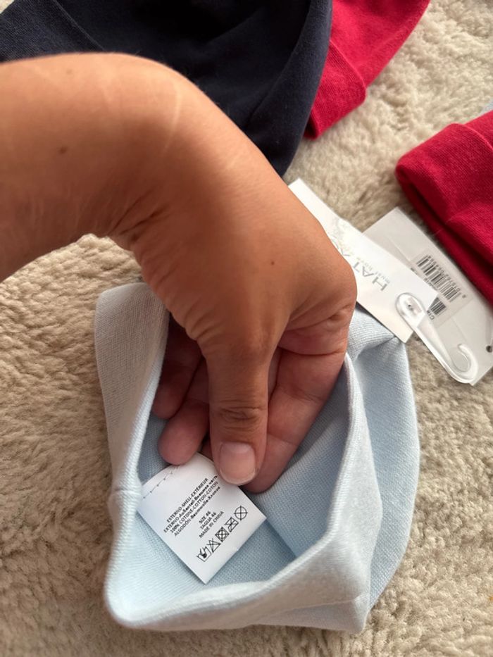 👶🍼Lot 10 bonnets bébé naissance -neuf avec étiquette -100%coton-lot revendeur - photo numéro 7