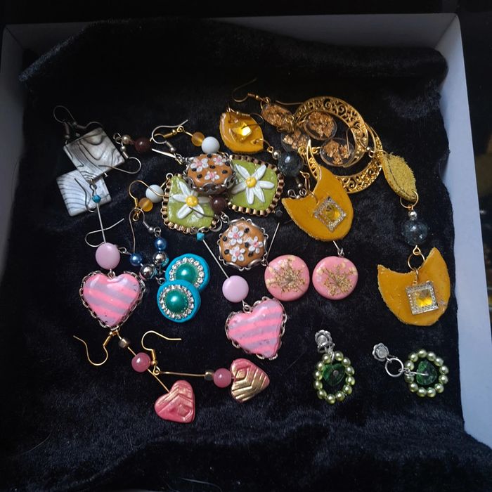 Lot de boucles d'oreilles pendante multicolore artisanale - photo numéro 7