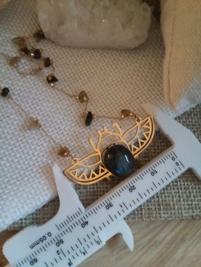 Collier scarabée pierre de labradorite - photo numéro 4