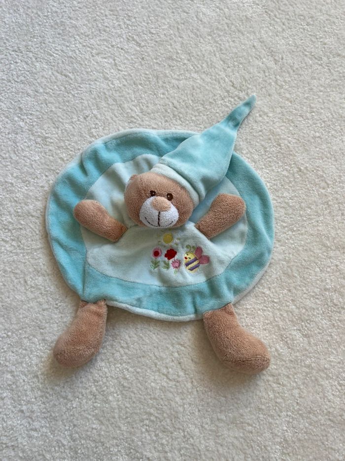 Doudou plat bleu ours Maxita