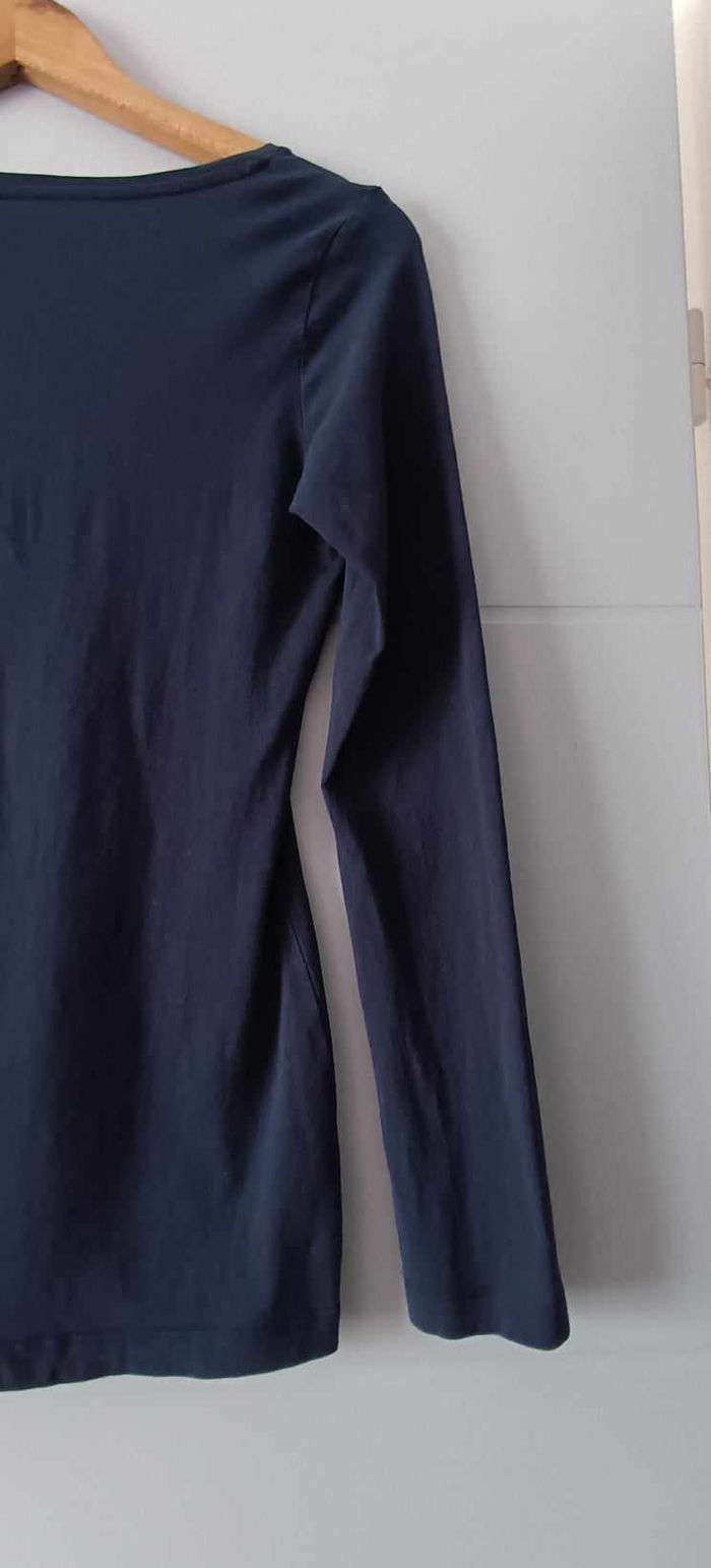 T-shirt bleu marine manches longues col V "ESPRIT" Taille S - photo numéro 7