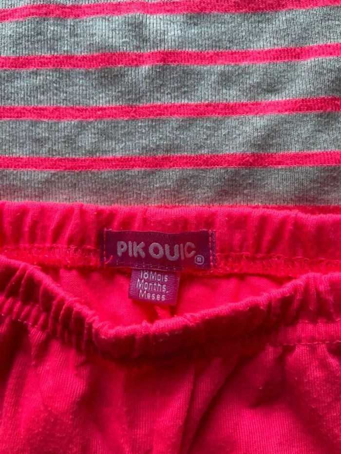 Ensemble t-shirt/legging 18 mois gris rose fluo - photo numéro 4