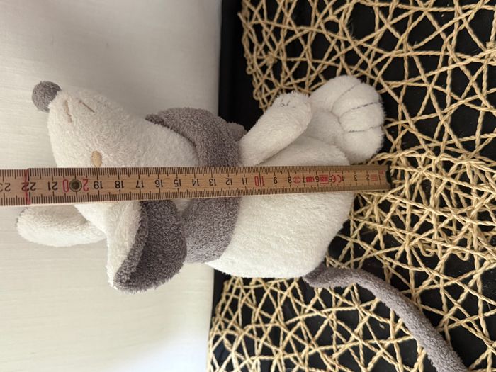 Peluche souris BERGERE DE FRANCE blanc gris assis - photo numéro 5