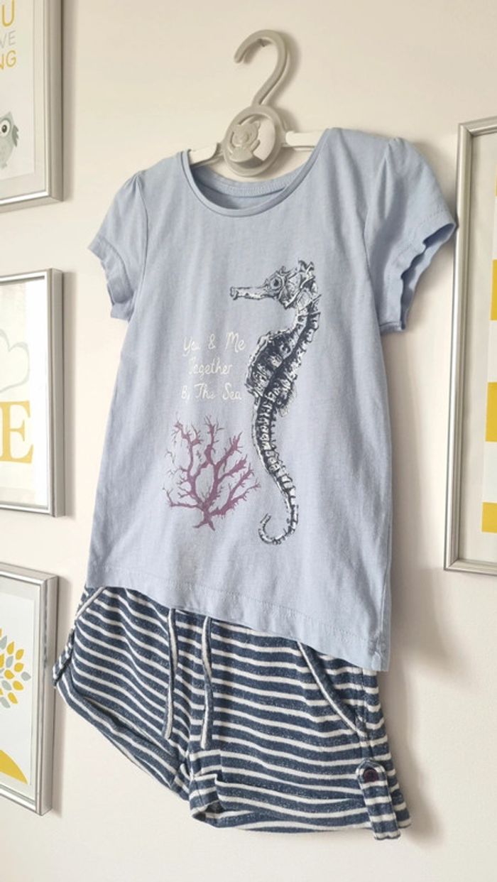Ensemble T-shirt et short hippocampe taille 3-4ans - photo numéro 5