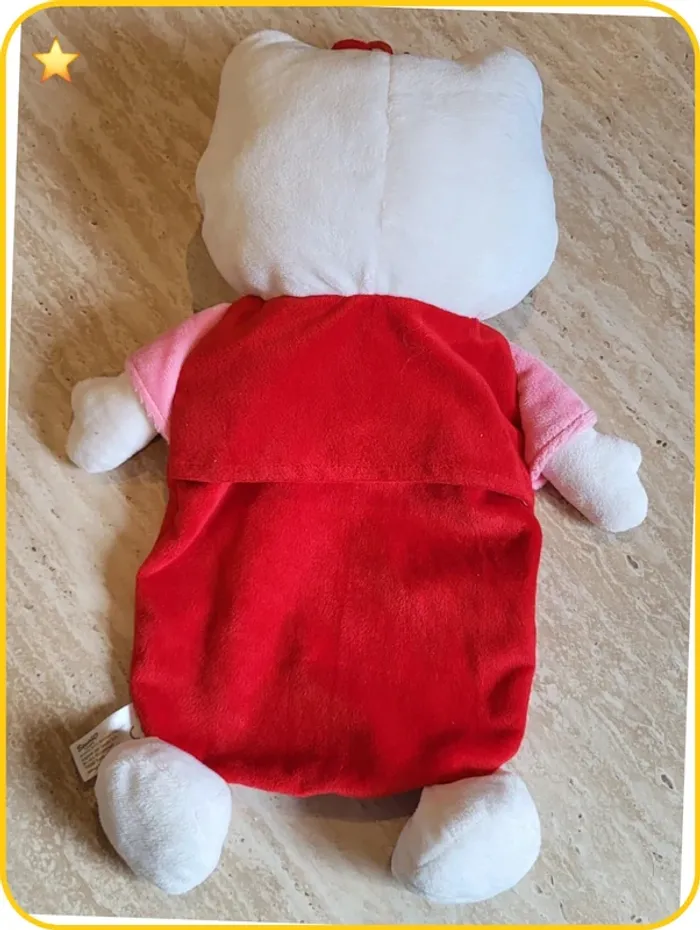 Peluche / Doudou Hello Kitty Sanrio rouge & rose avec poche - Neuf sans étiquette - photo numéro 5