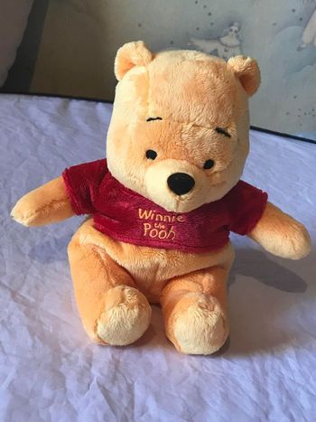 Petit Ourson Jaune Ecriture Winnie The Pooh Petite Veste Rouge Peluche Petits Enfants Bébés