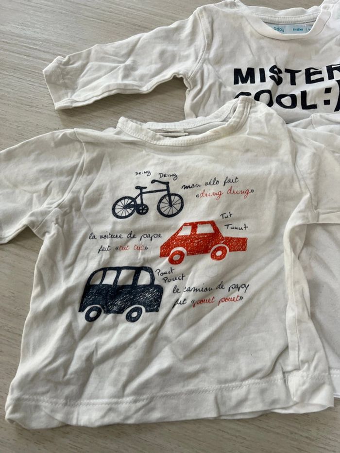 Lots 5 T-shirts manches longues blancs 3 mois - photo numéro 4