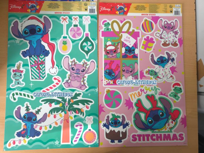 2 Planche autocollants stickers Disney Stitch Angel Souillon Noel Christmas