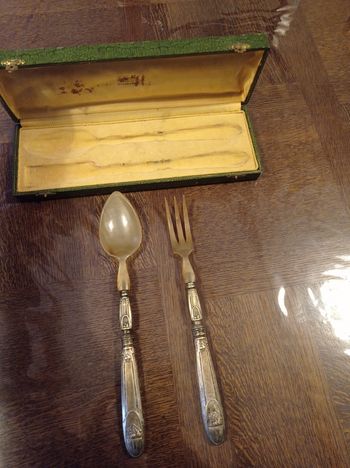 Lot couverts anciens - Bijoutier - Corne