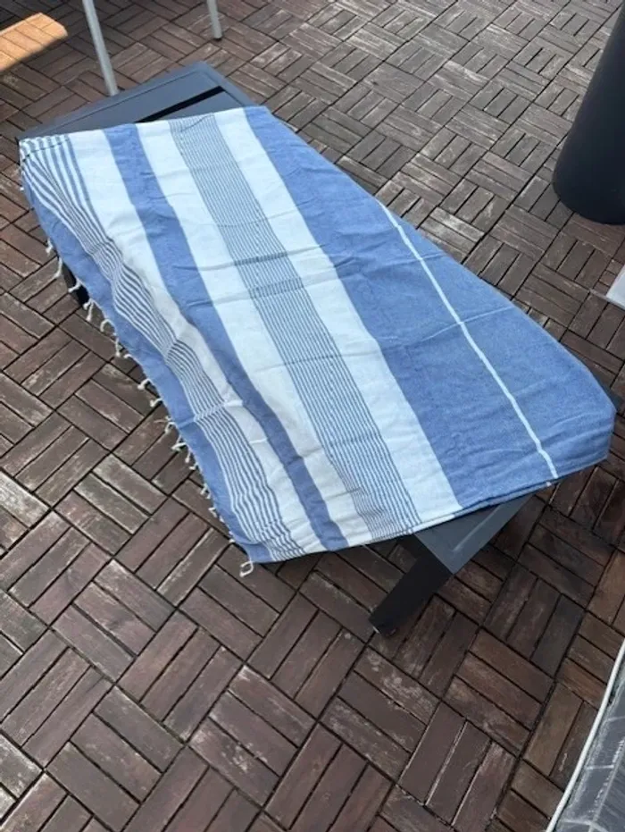 lot de 2 fouta serviette de plage bleue 85 x 170 cm - photo numéro 3