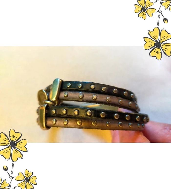 Bracelet multi-tours en cuir clouté – Collection Terres d’Ailleurs - photo numéro 4