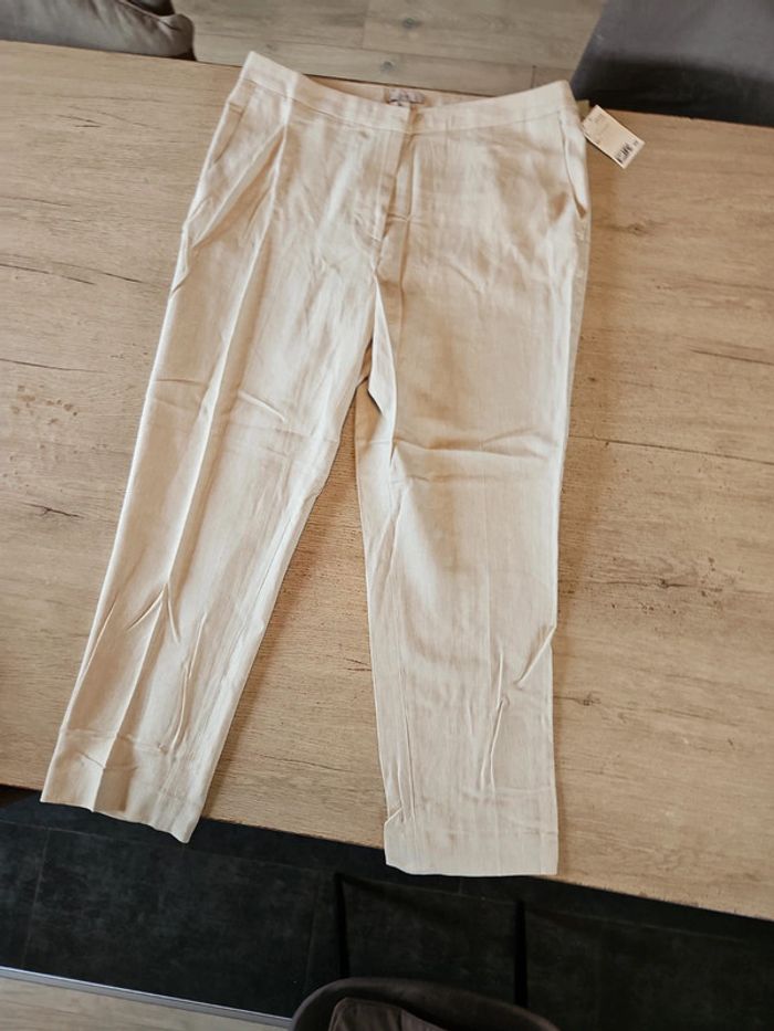 Pantalon claissique beige en lin et viscose, H&M, 44, neuf avec etiquette - photo numéro 13