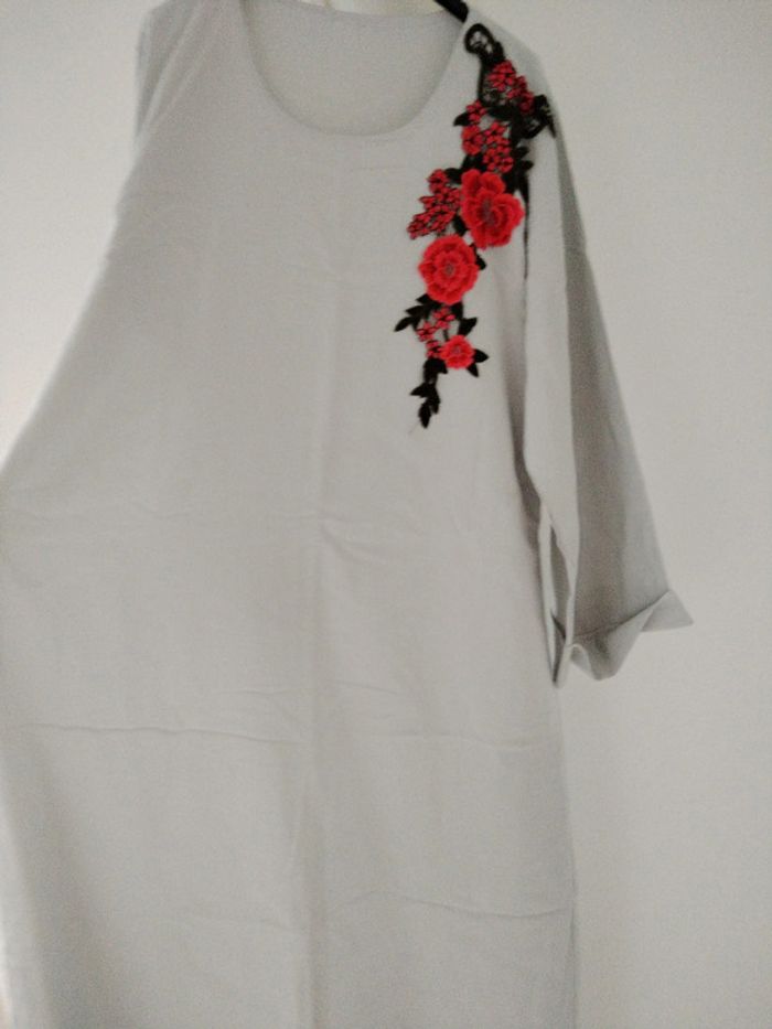 Robe abaya avec grand voile grise - photo numéro 5