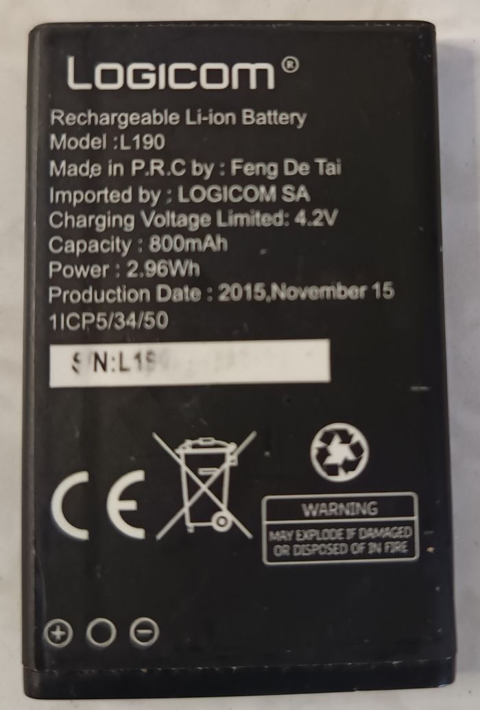 batterie pour Téléphone Logicom L190 de 800mAh 4,2V Rechargeable Li-Ion - photo numéro 2