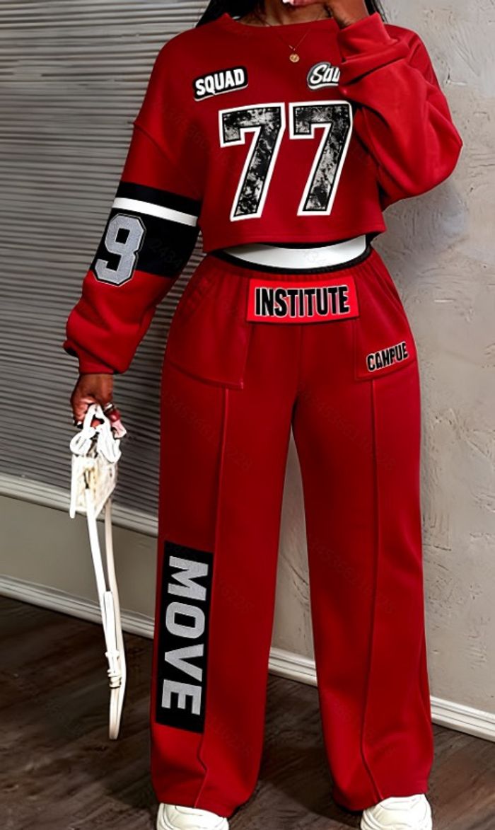 Costume décontracté de couleur unie Ensemble deux pièces ample pour femmes