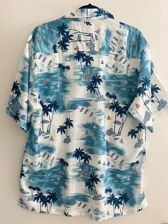 Chemise hawaïenne bleue motif palmier & bateau – look tropical taille XXL - photo numéro 3