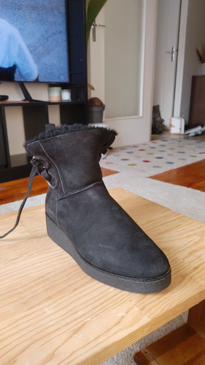 Boots bottine fourré véritable nubuk daim - photo numéro 10