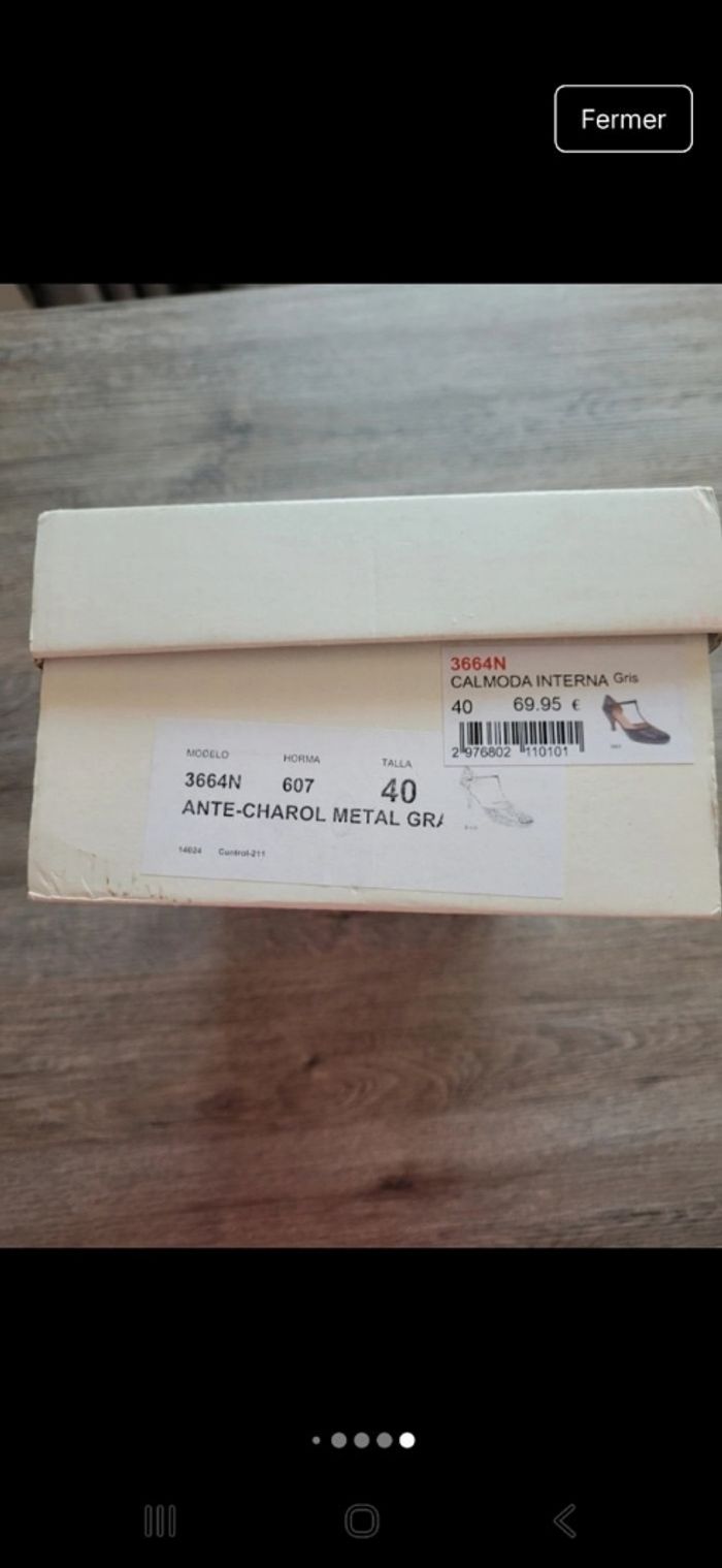 Escarpins ouvert noir anthracite cuir et daim à talon - photo numéro 5