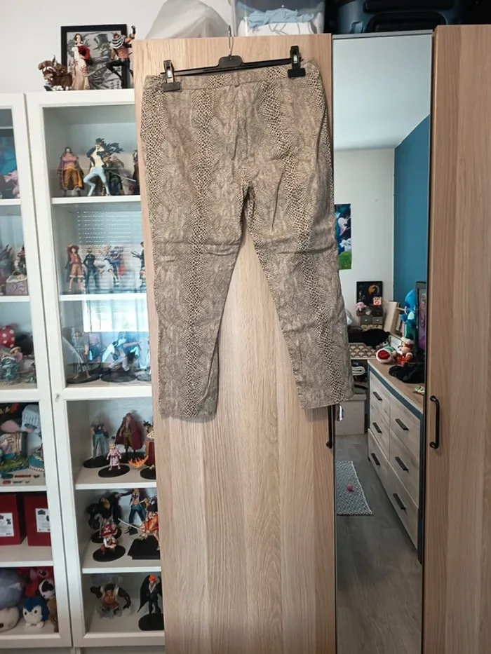 Pantacourts motif serpent beige marron In Extenso - Taille XL 42 - photo numéro 3