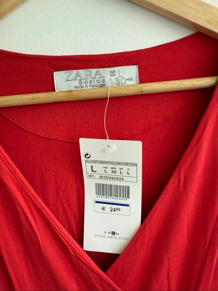 Robe ample manches 3/4 rouge Zara taille 40 L - photo numéro 5