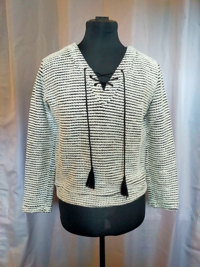 Haut rayé à lacets Naf Naf – Taille M – Femme - photo numéro 9