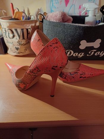 Escarpins talon 12 cm lézard orange