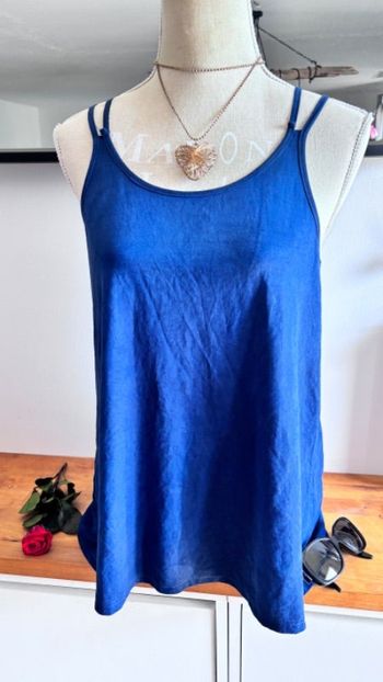 Blouse oversize vintage aspect peau de pêche bleue marine Only & u