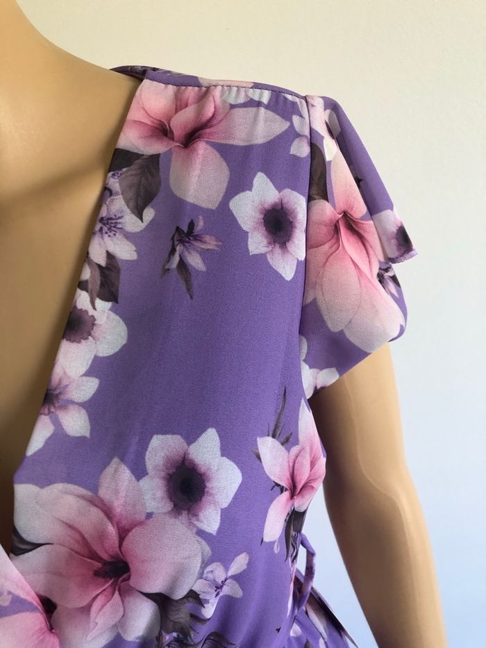 Robe longue mauve et fleurie neuve New Collection taille unique - photo numéro 3