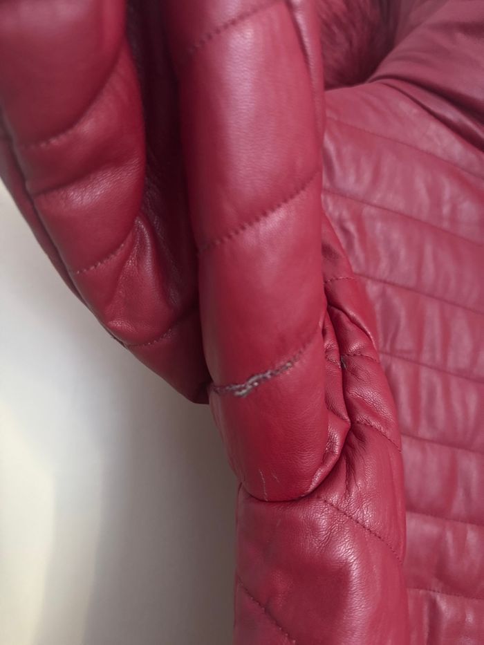 Doudoune/ Manteau matelassé fausse fourrure Bréal Rouge 38/M - photo numéro 4