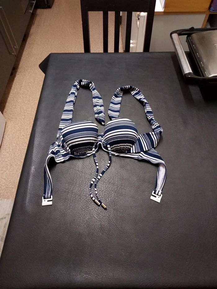 Maillot de bain 2 pièces à rayures femme M