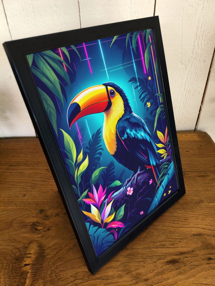 Affiche poster A4 (21×29,7 cm) toucan tropical coloré – déco murale jungle moderne salon chambre - photo numéro 2