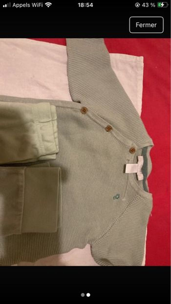 Ensemble veste et 2 pantalons taille 3 mois - photo numéro 2