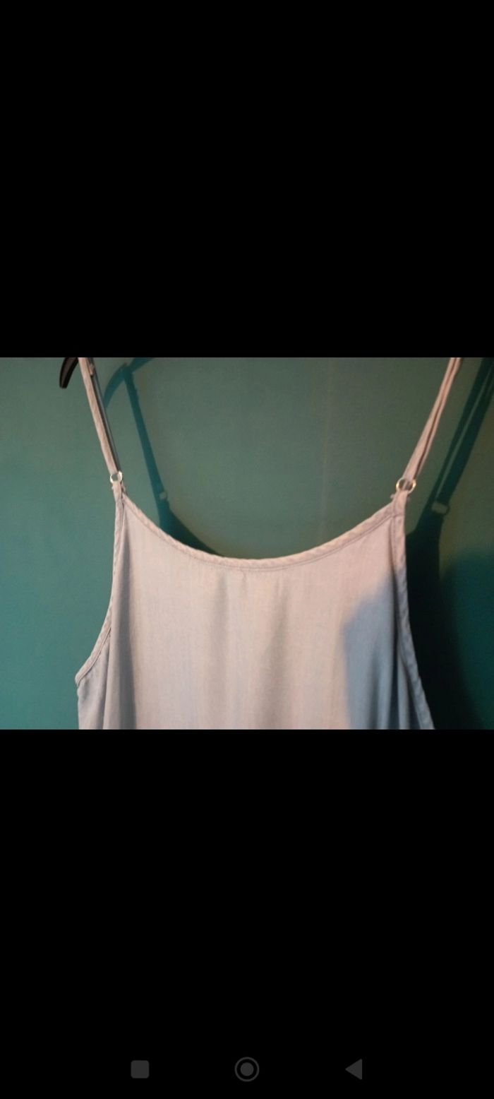 Robe jean fin bleu ciel à bretelles - photo numéro 3