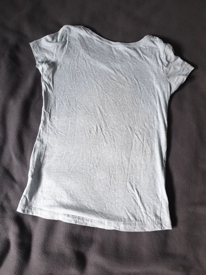 Tee-shirt femme bleu chiné taille XS - photo numéro 3
