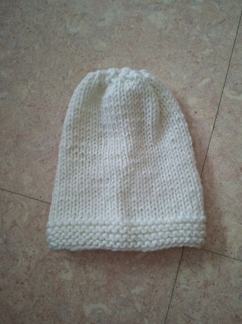 Bonnet en maille blanc enfant 