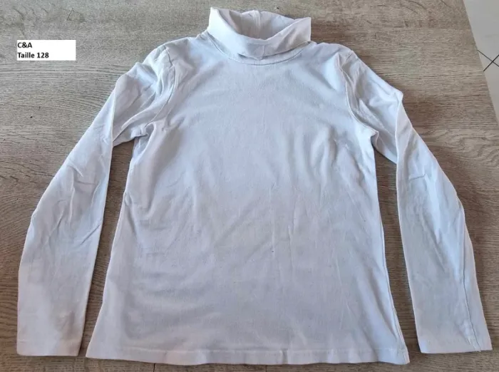 Sous pull blanc fille col roulé 8 ans