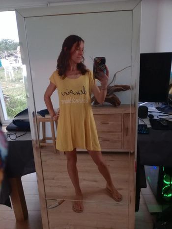 Chemise de nuit type long t-shirt femme L moutarde c64