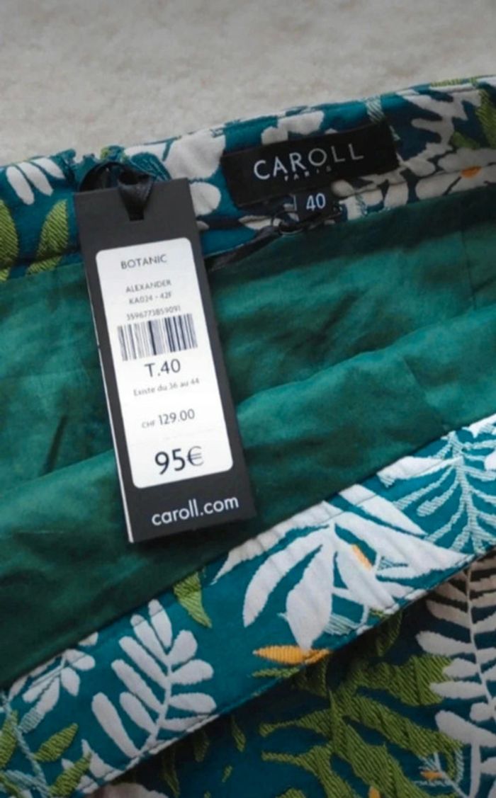 Mini jupe Caroll 40 marguerites fleurs bleu vert blanc neuf - photo numéro 10
