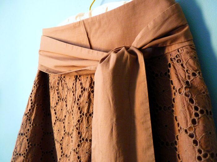 Jupe Femme IKKS 36 S kakie taille haute ceinture maille anglaise TBE
