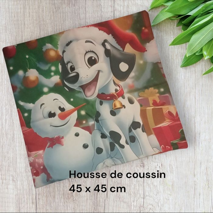 Housse de coussin noel dalmatiens