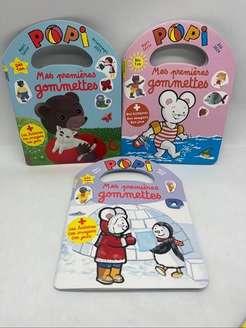 Lot de 3 livres d’activités Magazine Popi Avec 100 gommettes géantes imagier neuf   Jeux activité stickers etc ...